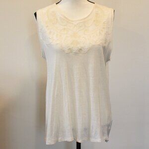 Mittoshop Sleeveless Top with Mesh Embroidered Front/Back Size Medium